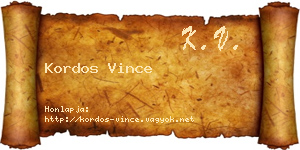 Kordos Vince névjegykártya